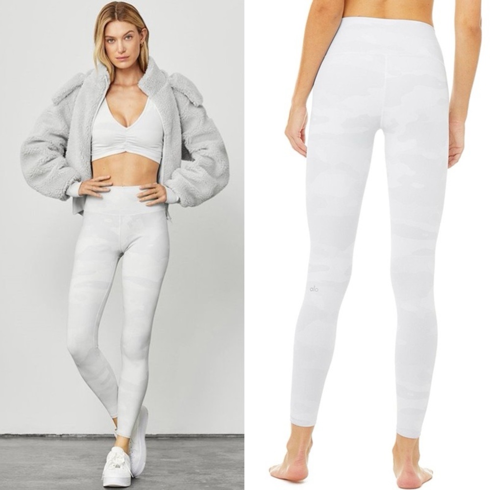ALO Yoga White Camo High-Waist Leggings